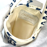 CHANEL Tote Bag canvas White x navy By Sea CCCOCO Mark Clear Chain Women Used Authentic