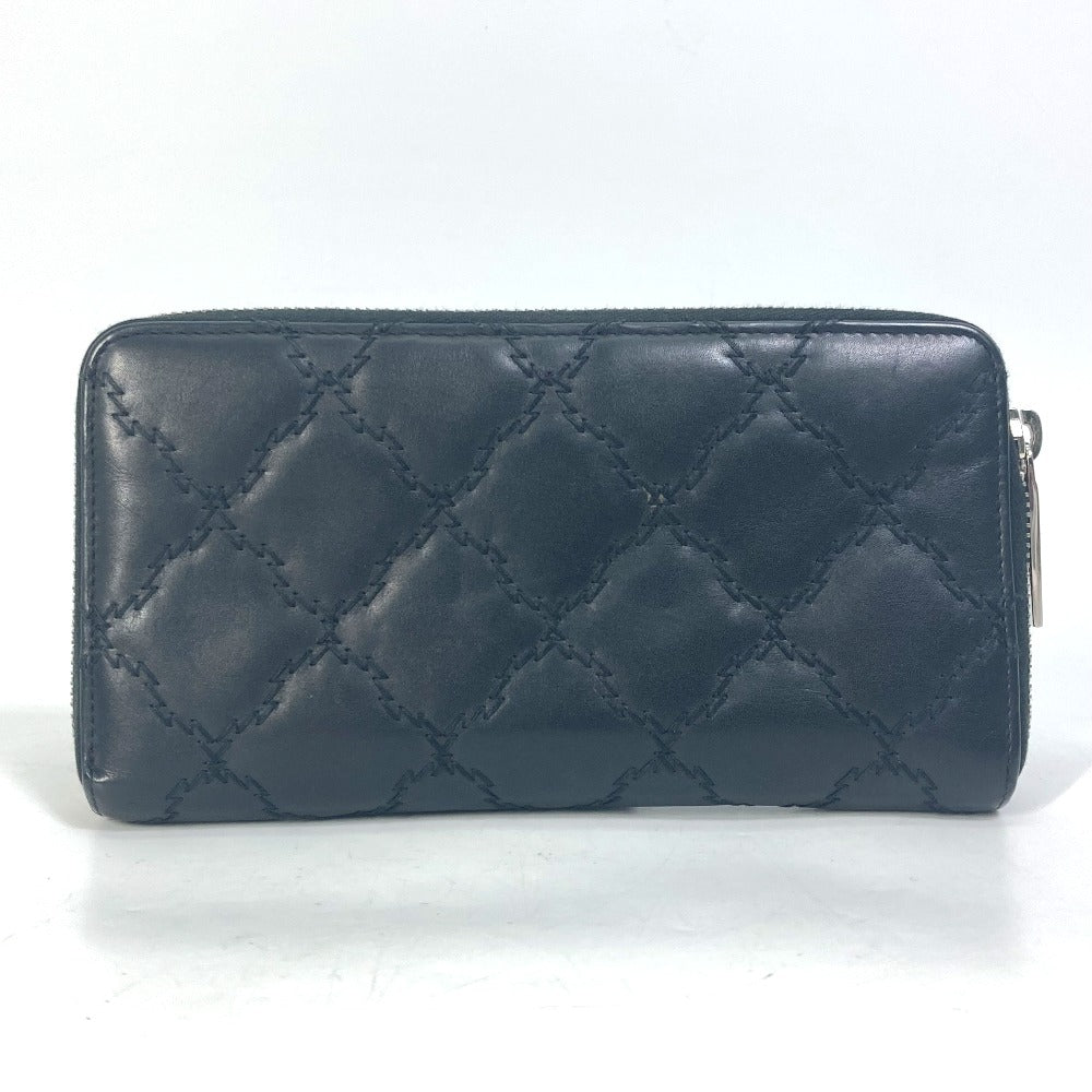 CHANEL Long Wallet Purse lambskin black COCO Mark CC Matrasse quilting Women Used Authentic