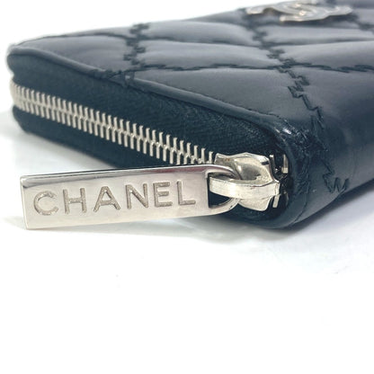 CHANEL Long Wallet Purse lambskin black COCO Mark CC Matrasse quilting Women Used Authentic