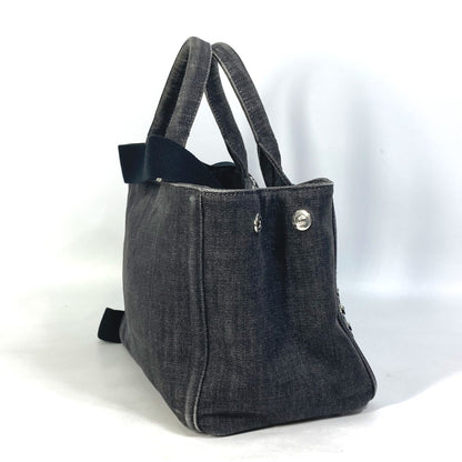 PRADA Handbag B24390 denim black With logo Canapa mini Women Used Authentic