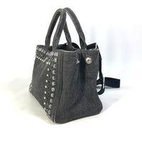 PRADA Handbag B24390 denim black With logo Canapa mini Women Used Authentic