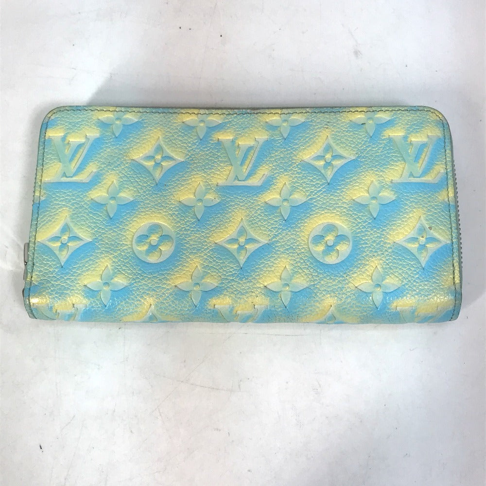 LOUIS VUITTON Long Wallet Purse M81466 Monogram Ann Platt Leather yellow Monogram Ann Platt Zippy wallet Women Used Authentic