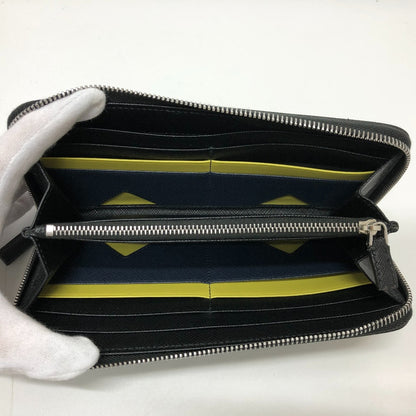 PRADA Long Wallet Purse 2ML506 saffiano leather black Triangle logo Zip Around Women Used Authentic