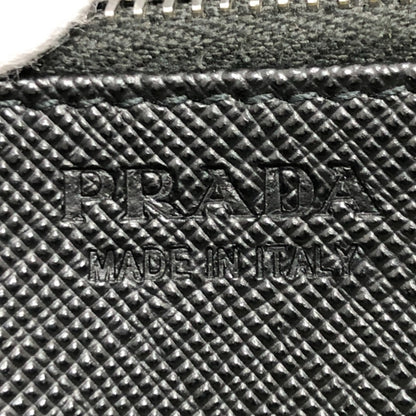 PRADA Long Wallet Purse 2ML506 saffiano leather black Triangle logo Zip Around Women Used Authentic