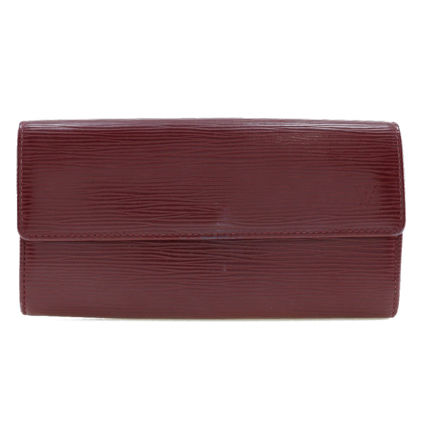 LOUIS VUITTON Long Wallet Purse Portefeuille Sara Epi Leather M6374M Red Women Used Authentic