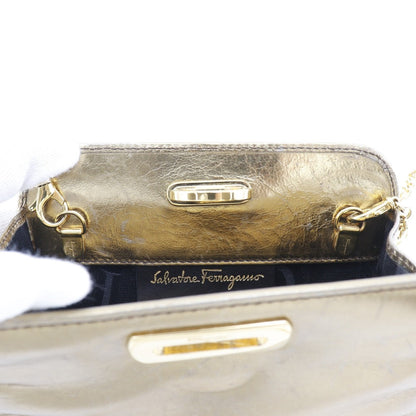 Salvatore Ferragamo Shoulder Bag AQ214734 Calfskin gold Gancini ChainShoulder