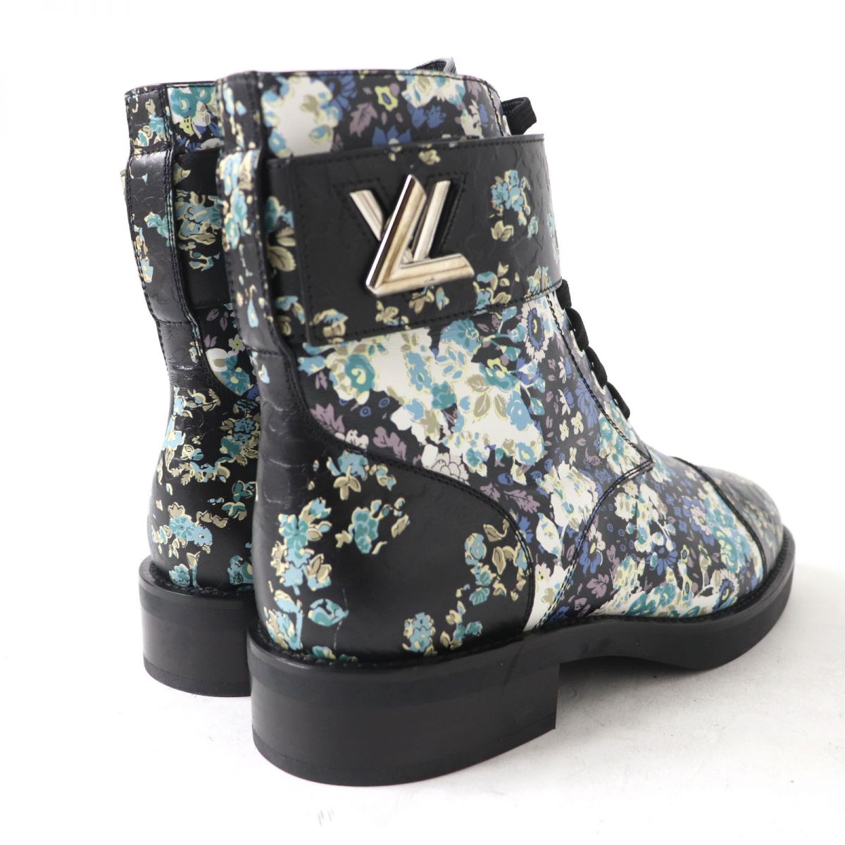 LOUIS VUITTON boots leather Black x multicolor 37