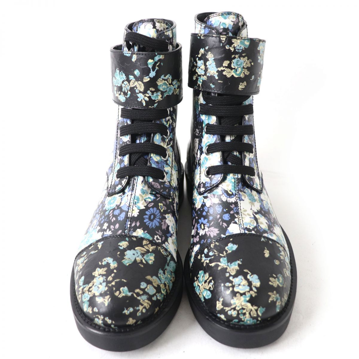 LOUIS VUITTON boots leather Black x multicolor 37