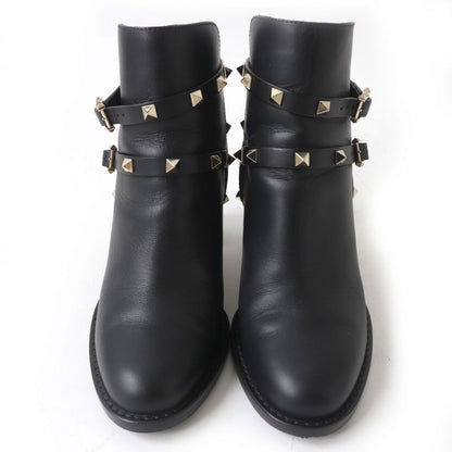 VALENTINO boots leather black ankle boots short boots Rock studs 36