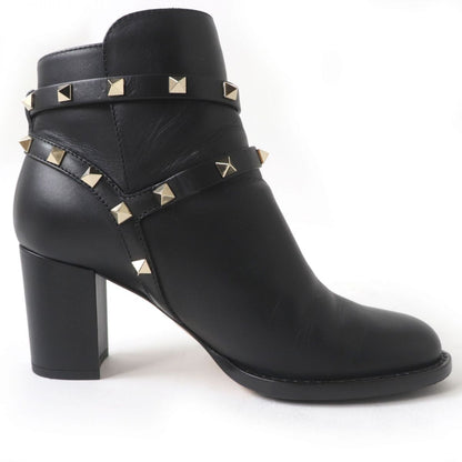 VALENTINO boots leather black ankle boots short boots Rock studs 36