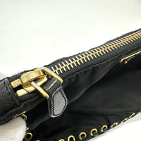 PRADA Shoulder Bag Nylon / leather black Triangle logo Accessory pouch Women Used Authentic