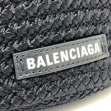 BALENCIAGA Handbag 695612 Nylon/Lambskin black logo ibiza basket bag Ibiza Small With Strap Basket Black Cord Women Used Authentic
