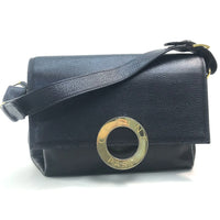 CELINE Handbag leather Black x Gold Metal vintage Circle logo Women Used Authentic
