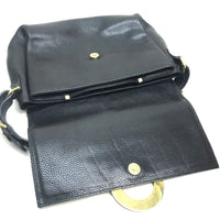 CELINE Handbag leather Black x Gold Metal vintage Circle logo Women Used Authentic