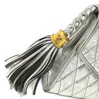 CHANEL Shoulder Bag leather Silverx Gold Metal quilting matelasse Fringe CCCOCO Mark Women Used Authentic