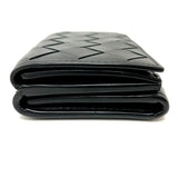 BOTTEGAVENETA Trifold wallet 592678 leather black INTRECCIATO Compact wallet Women Used Authentic