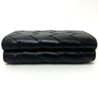 BOTTEGAVENETA Trifold wallet 592678 leather black INTRECCIATO Compact wallet Women Used Authentic