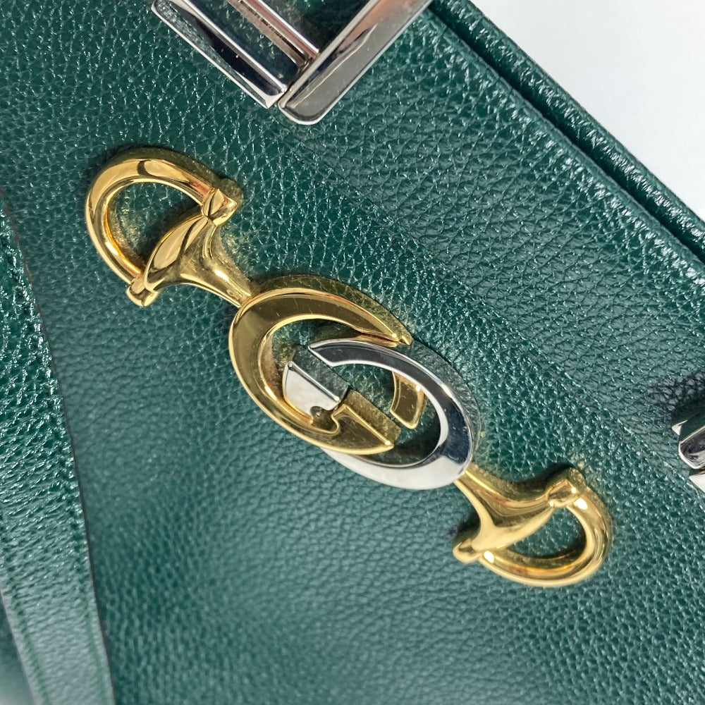 GUCCI Handbag 569712 leather green Zumi Small GG Women Used Authentic