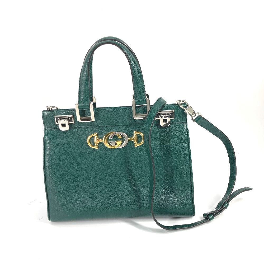 GUCCI Handbag 569712 leather green Zumi Small GG Women Used Authentic