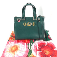 GUCCI Handbag 569712 leather green Zumi Small GG Women Used Authentic