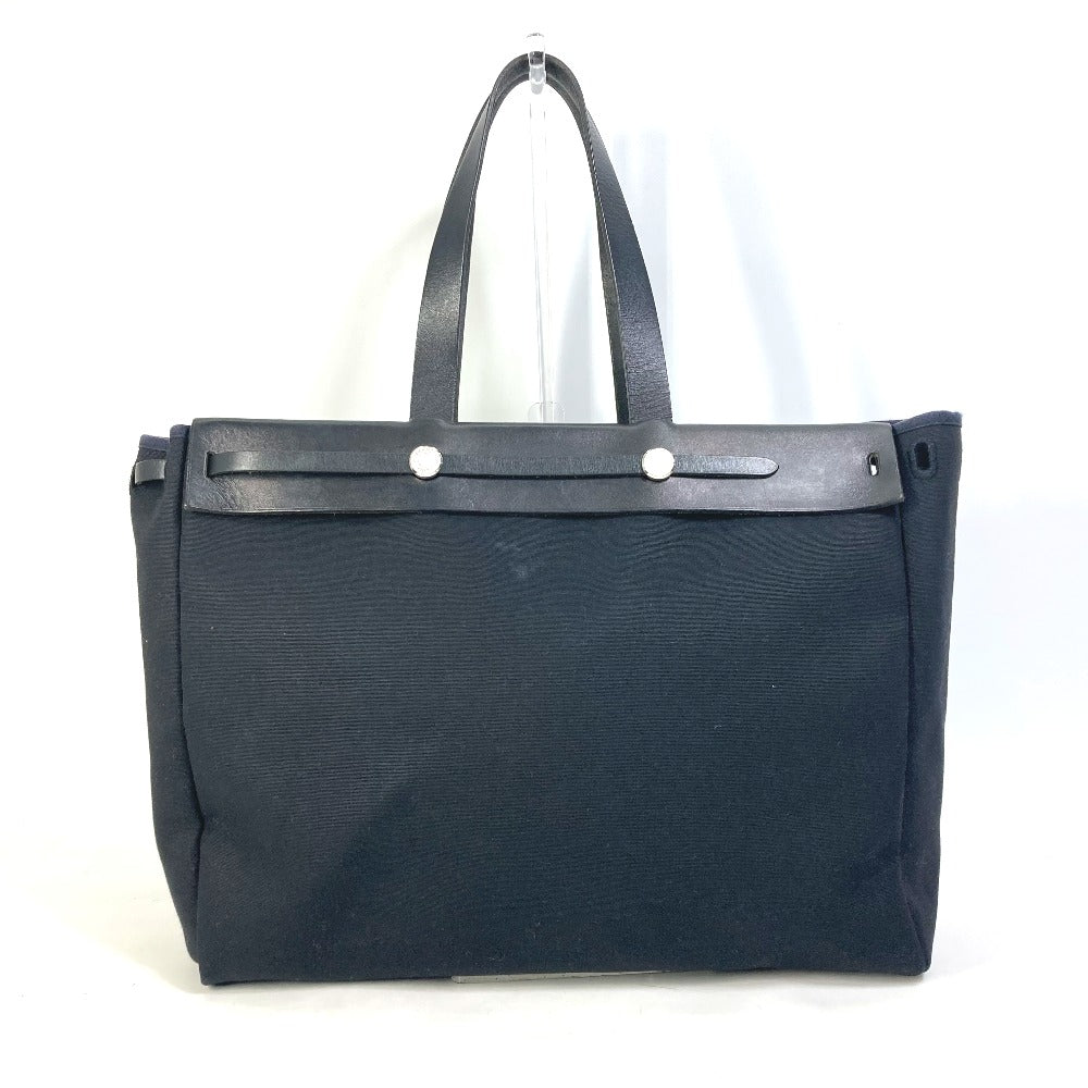 HERMES Tote Bag Canvas / leather black Herbag Cabass GM