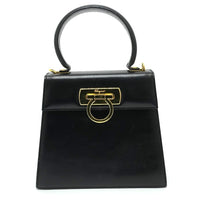 Salvatore Ferragamo Shoulder Bag BX-212193 leather black Gancini Square type Women Used Authentic