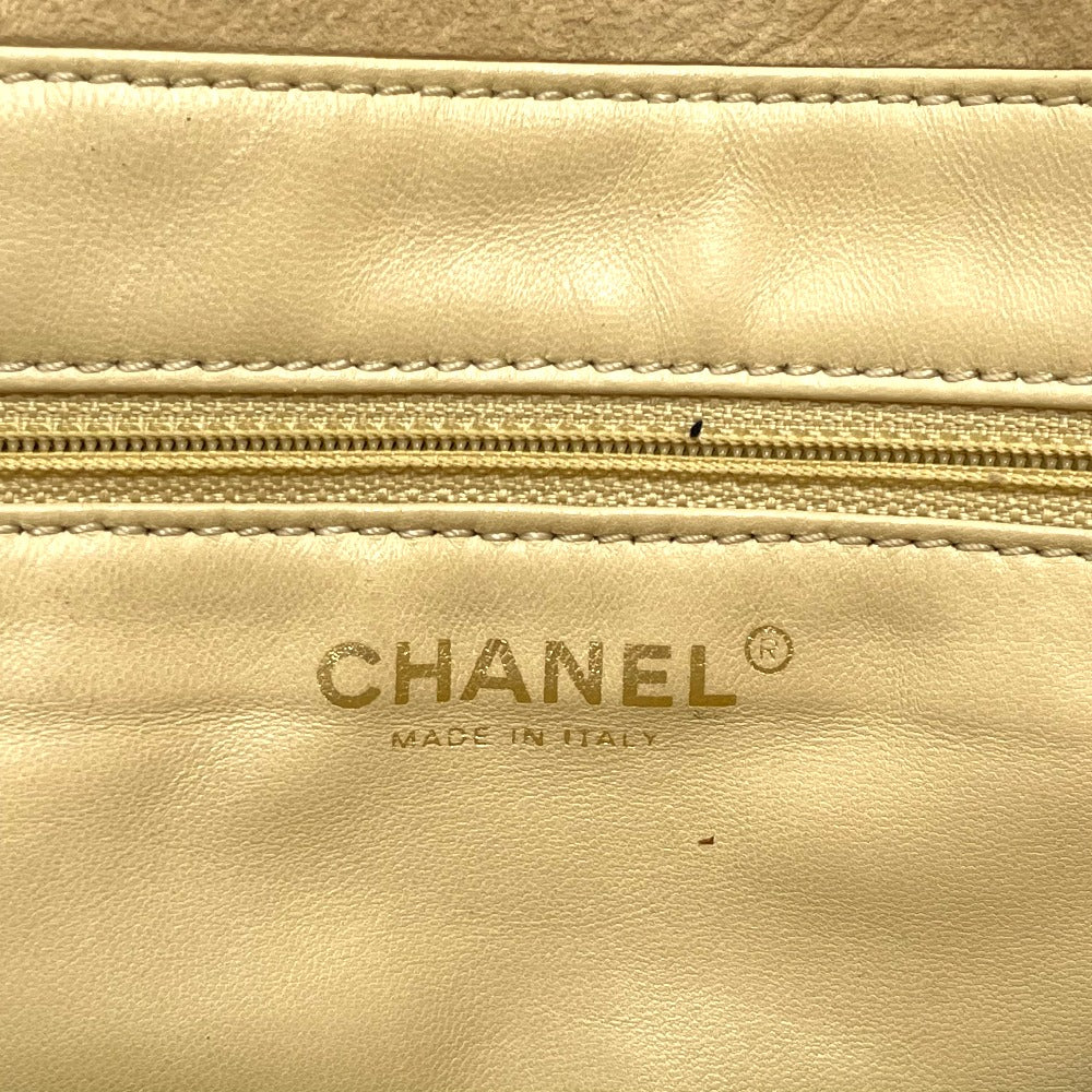 CHANEL Handbag Mouton / Leather Beige x Gold Metal CC COCO Mark Mokomoko Women Used Authentic