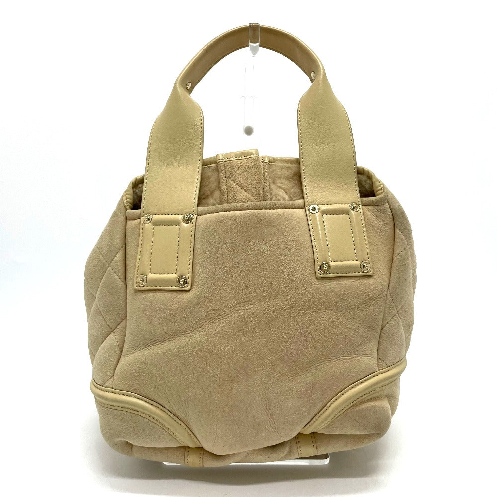 CHANEL Handbag Mouton / Leather Beige x Gold Metal CC COCO Mark Mokomoko Women Used Authentic