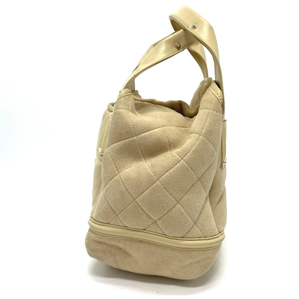 CHANEL Handbag Mouton / Leather Beige x Gold Metal CC COCO Mark Mokomoko Women Used Authentic