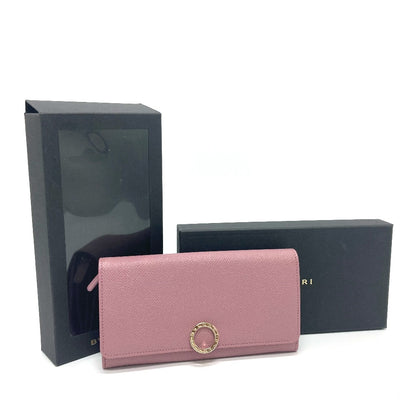 BVLGARI Long Wallet Purse 282869 leather Dusty pink type Bulgari Bulgari Logo clip Women Used Authentic