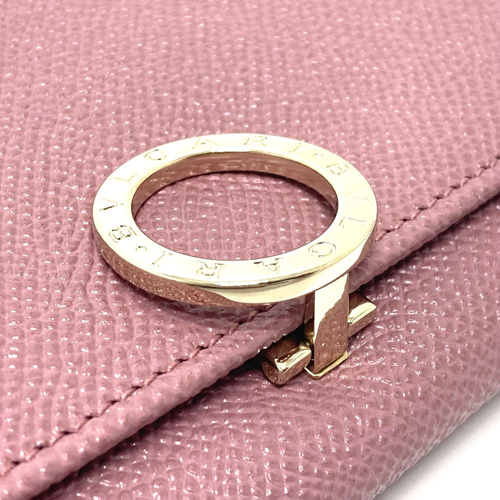 BVLGARI Long Wallet Purse 282869 leather Dusty pink type Bulgari Bulgari Logo clip Women Used Authentic