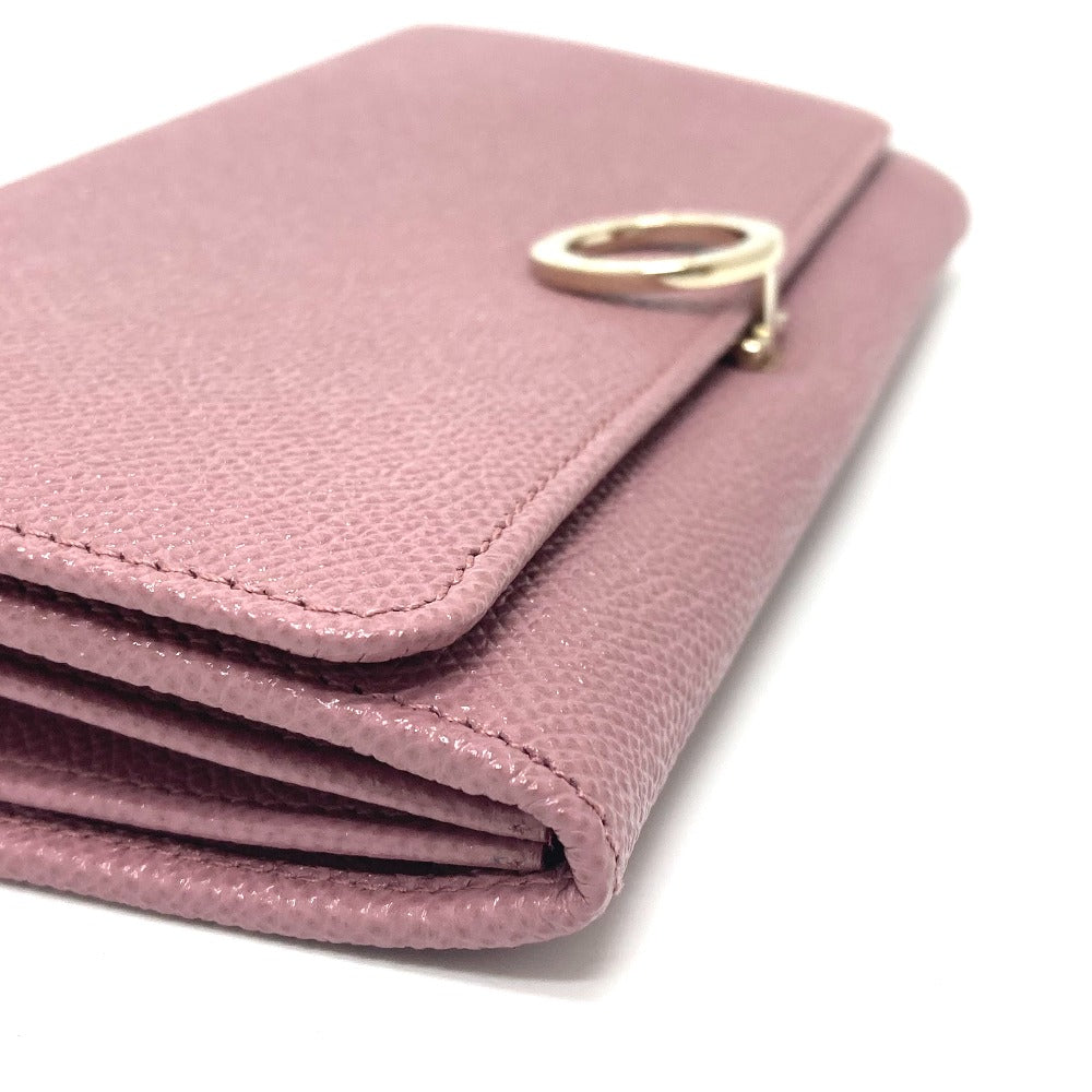 BVLGARI Long Wallet Purse 282869 leather Dusty pink type Bulgari Bulgari Logo clip Women Used Authentic