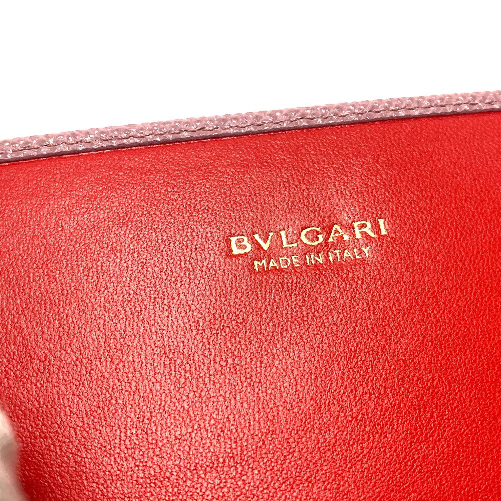 BVLGARI Long Wallet Purse 282869 leather Dusty pink type Bulgari Bulgari Logo clip Women Used Authentic