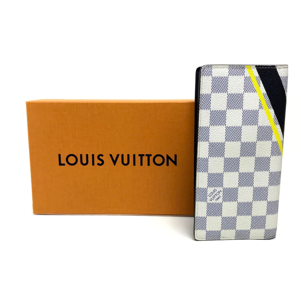 LOUIS VUITTON Long Wallet Purse N64007 Damier Azur Canvas Azur Damier Coastline America's Cup Portefeuille Brazza unisex(Unisex) Used Authentic