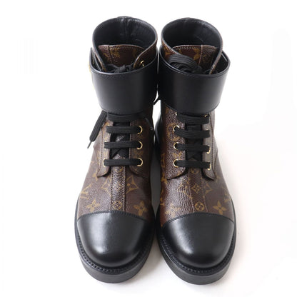 LOUIS VUITTON boots Monogram canvas Brown x black 35 1/2