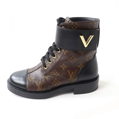 LOUIS VUITTON boots Monogram canvas Brown x black 35 1/2