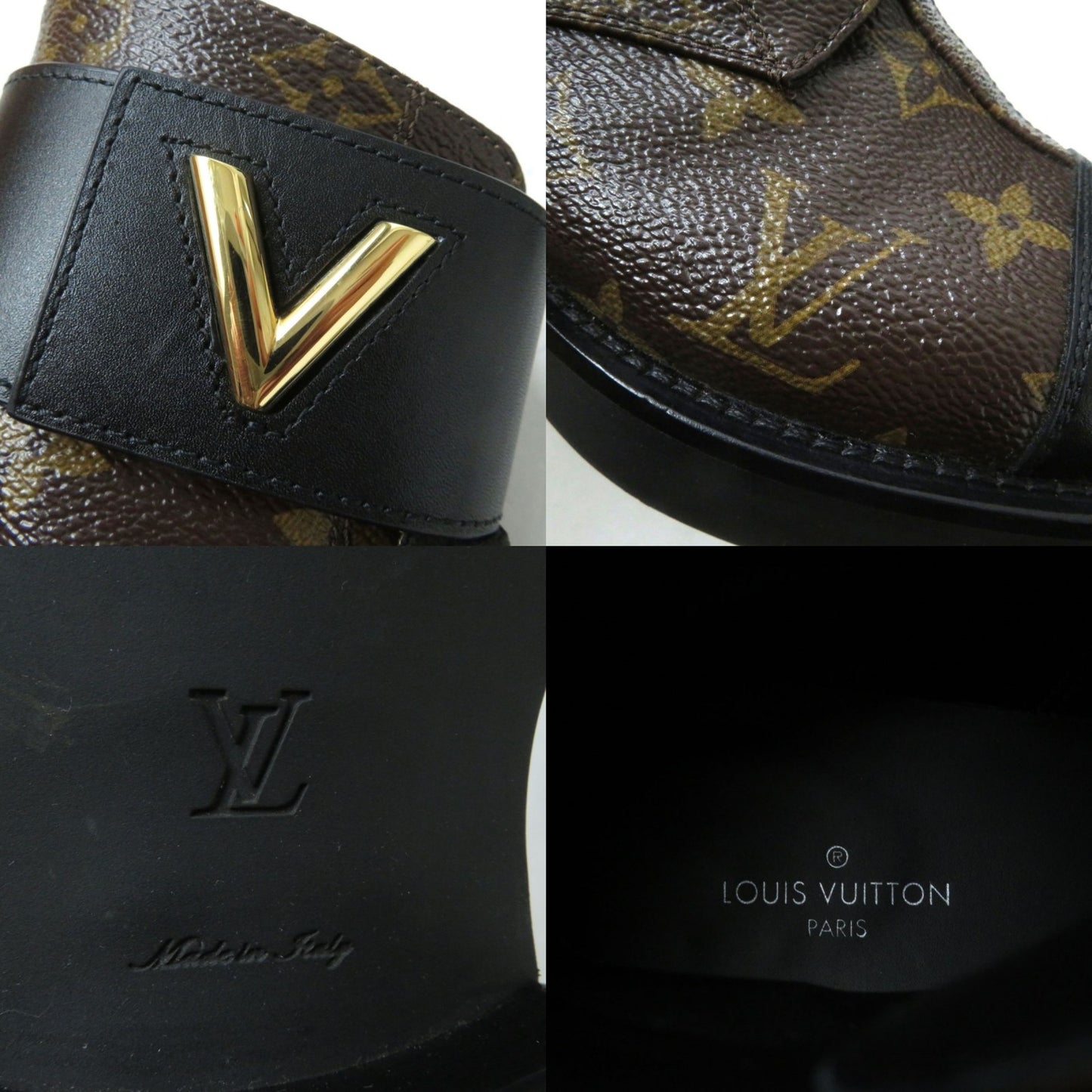 LOUIS VUITTON boots Monogram canvas Brown x black 35 1/2