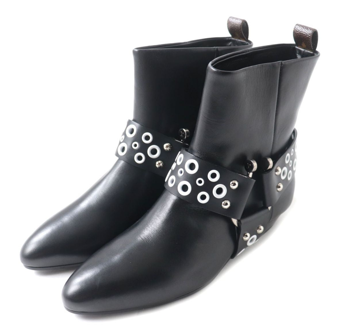 LOUIS VUITTON boots leather Black x white 37