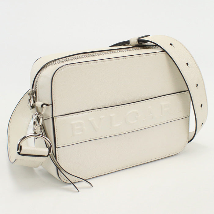 BVLGARI Logo Shoulder Bag Diagonal crossbody Calfskin White Women